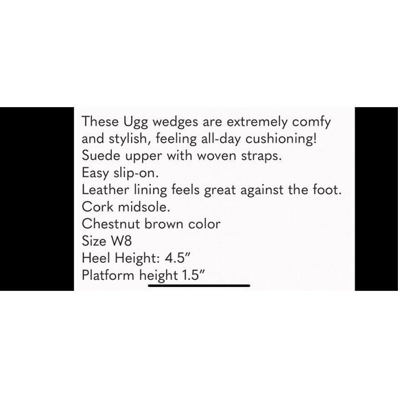 UGG Marta chestnut cork, slip on wedges, size 8W soft suede with woven straps al - Picture 12 of 12